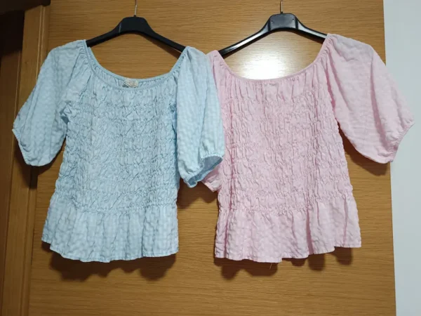 blusa vichy fruncida